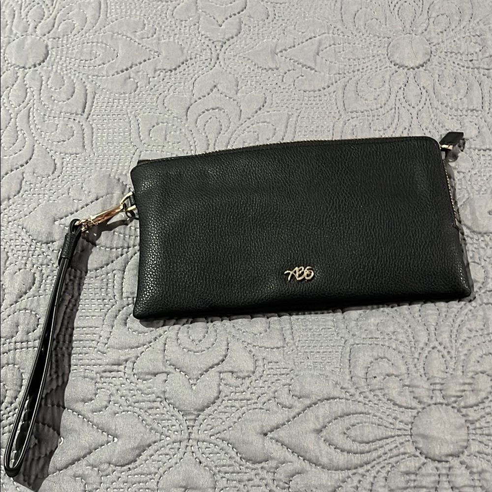 Black Leather Wristlet Clutch